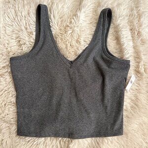 GAP *nwt* GapFit Studio Rib V-Neck Brami with built in sports bra, grey